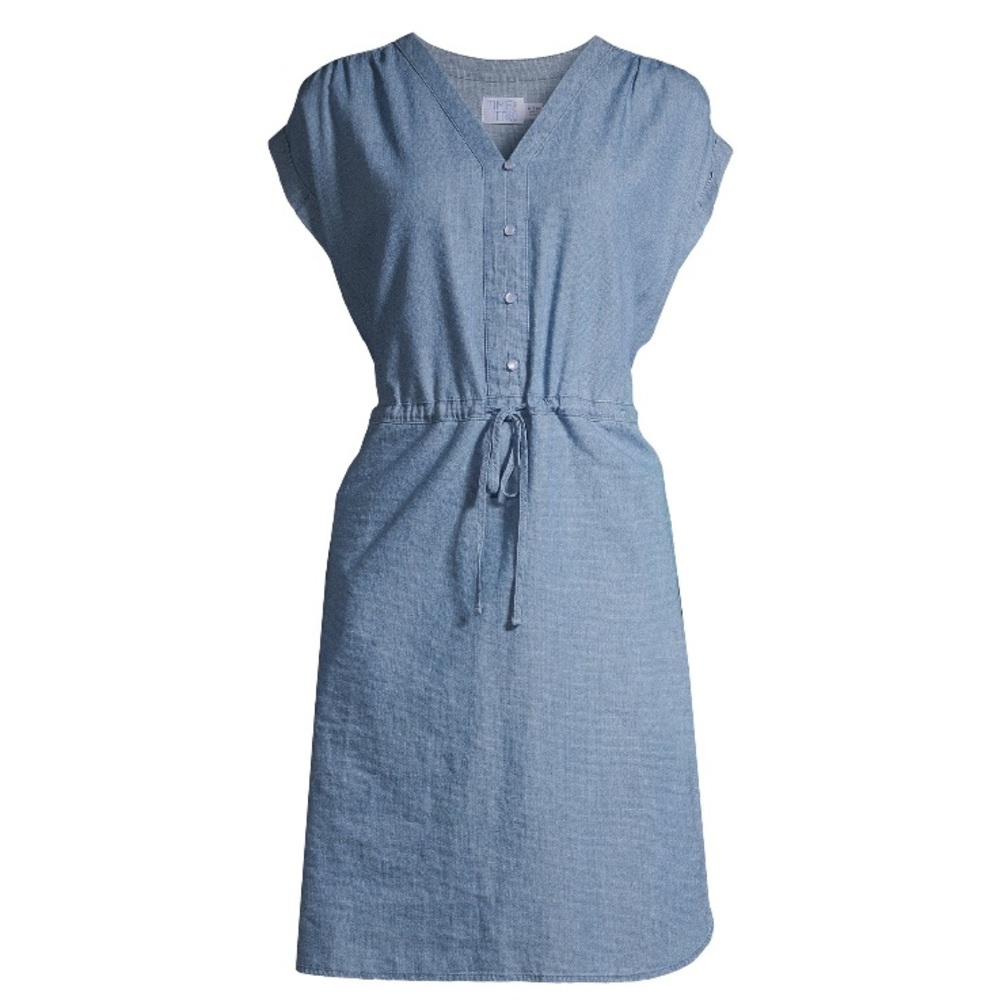 Denim Cinch Waist Shirt Dress